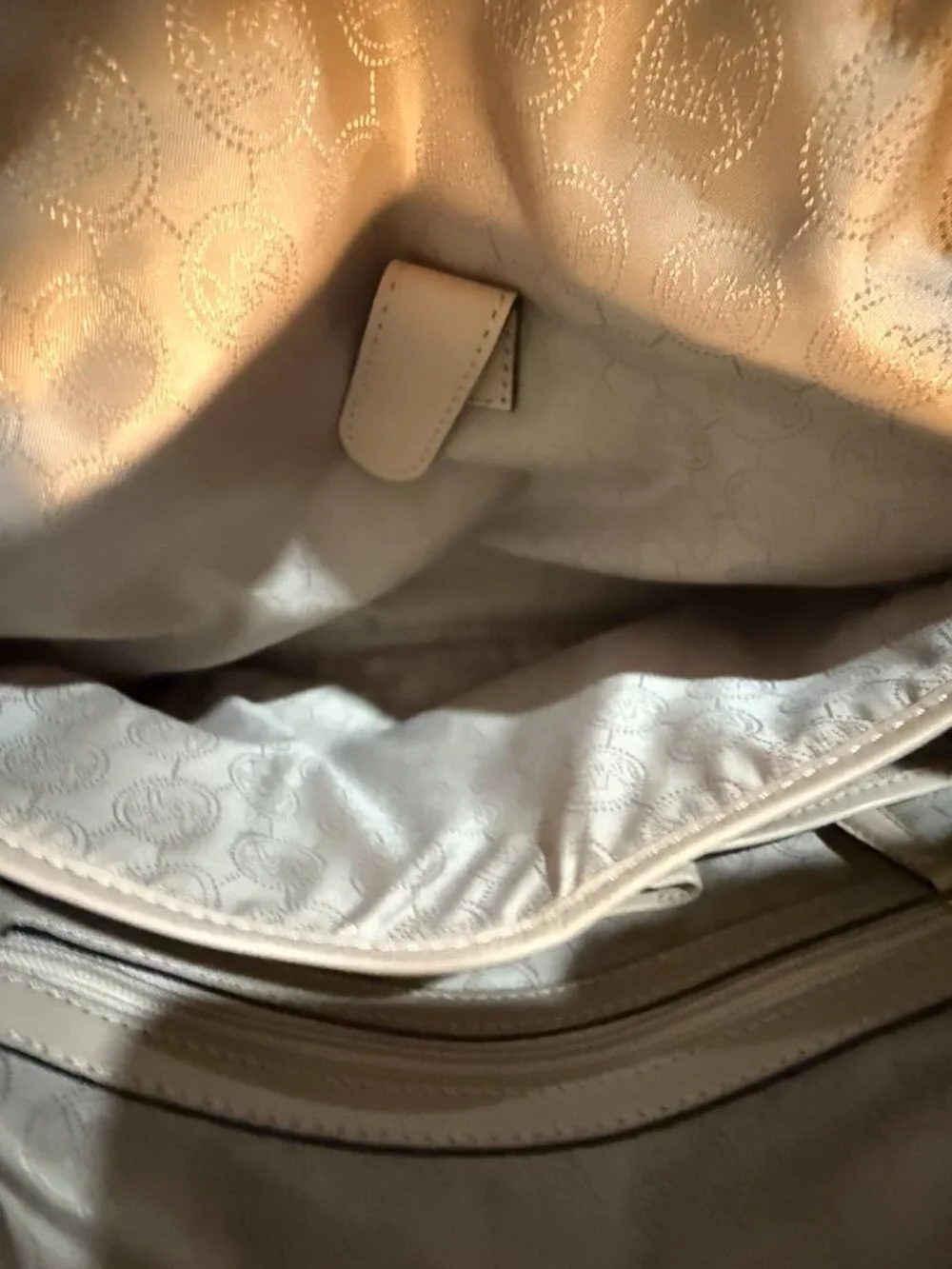 Michael Kors Large Vanilla Signature Logo Laptop Satchel Crossbody Bag